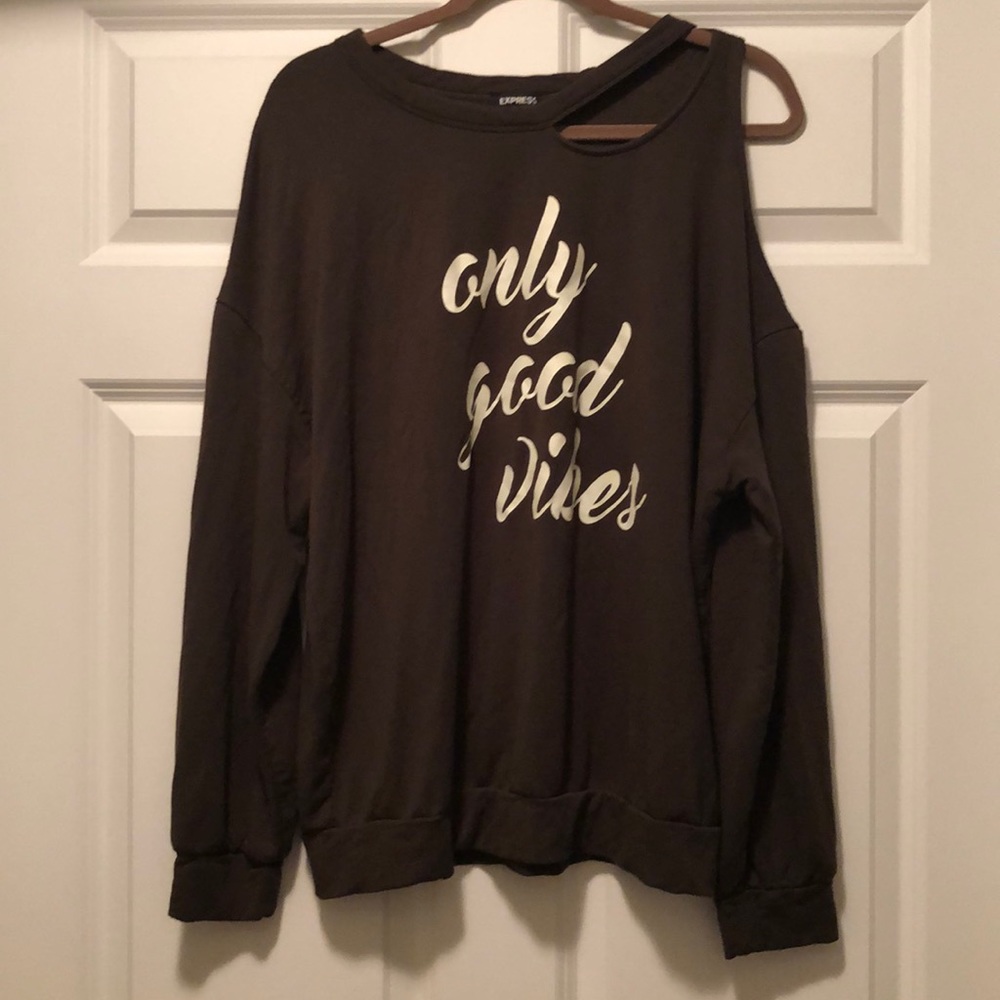 Express cut out shoulder sweatshirt